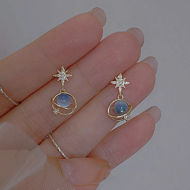 Elegant and Enchanting Planet-Themed Crystal Earrings - Discover Now!