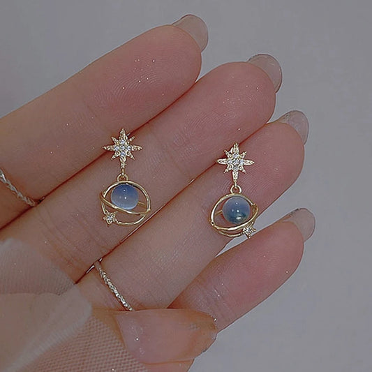 Elegant and Enchanting Planet-Themed Crystal Earrings - Discover Now!