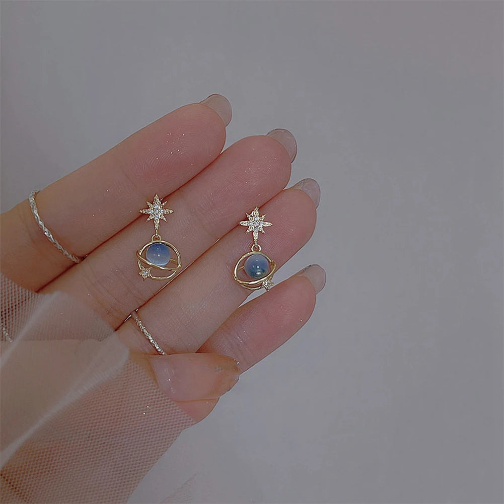 Elegant and Enchanting Planet-Themed Crystal Earrings - Discover Now!